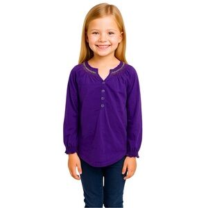Hanna Andersson Size 110 / 5 Years Purple Smocked Long Sleeve Blouse